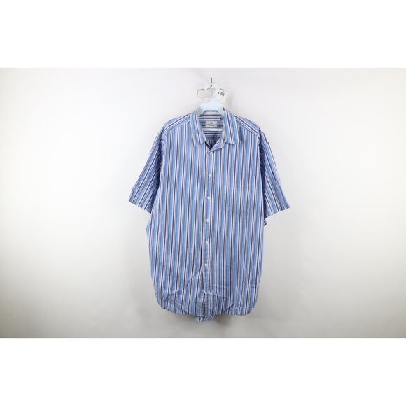Vtg 90s Gap Mens L Faded Baggy Fit Striped Short Sleeve Collared Button Shirt - Picture 1 of 10
